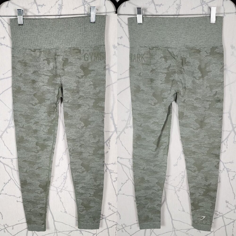 Gymshark Pastel Green Camo Seamless High Rise Booty Scrunch Leggings